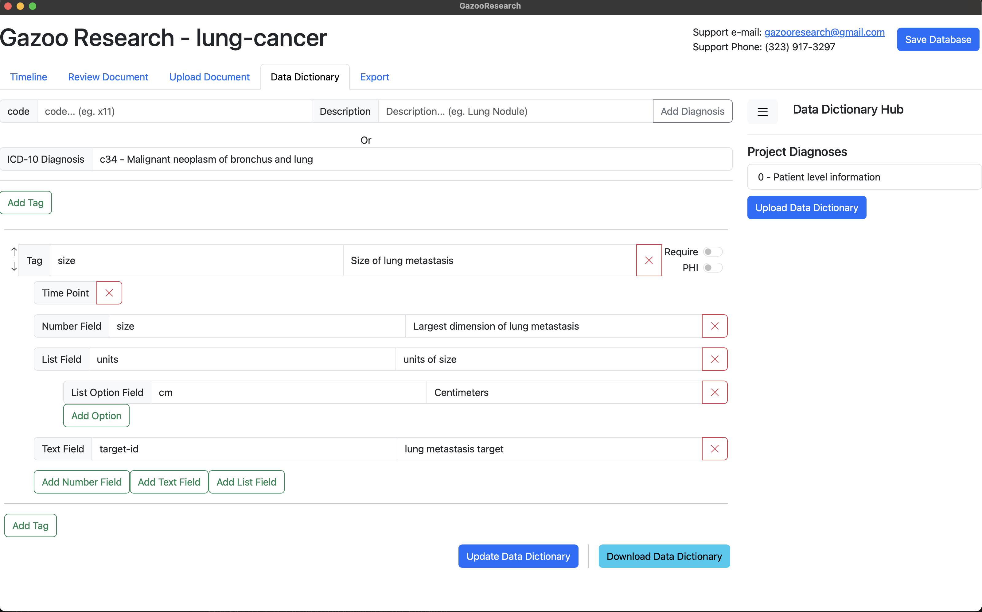 Multi-Lesion Data Dictionary