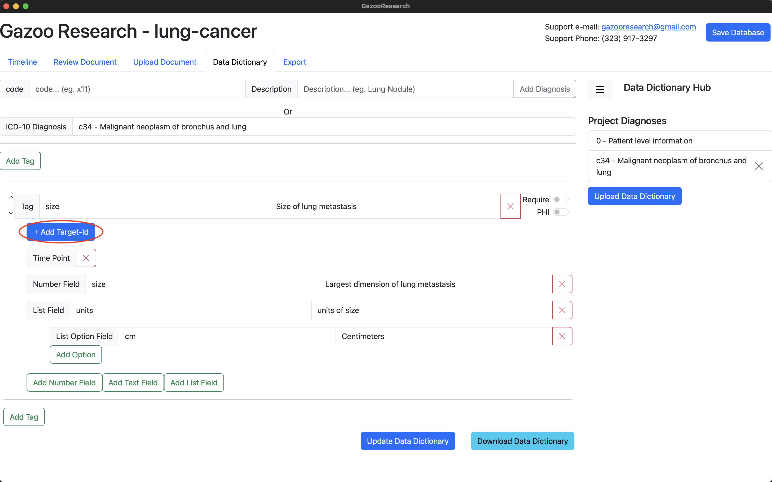 Multi-Lesion Data Dictionary